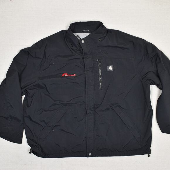 Carhartt Men Jacket Nylon Black Size 2XL J162 001 Waterproof Breathable Rain Def